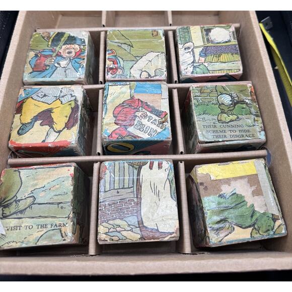 Victorian 1800’s Vtg German Six Sided Wooden Block/Cube Puzzle Blocks - Picture 12 of 12